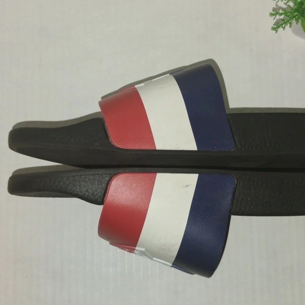 Moncler Mens Basile Slides. Size 46 (US 12). Red White and Blue in color. - Picture 11 of 13